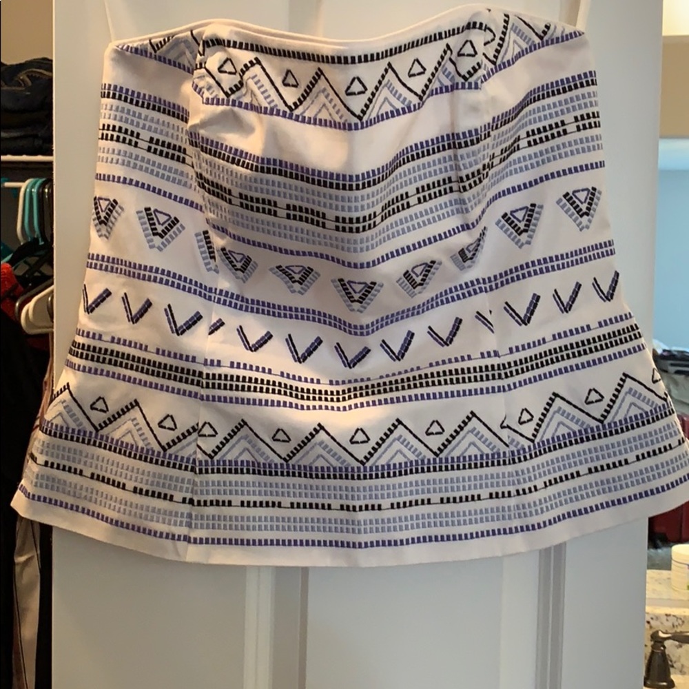 WHBM bustier. Blue/black/white stitched